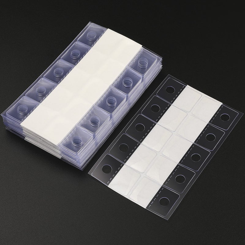 تيكيونايت علامات تعليق لاصقة 1 1/2 × 1 بوصة فتحة مستديرة من البلاستيك الشفاف علامات تعليق عرض علامات تبويب قابلة للطي لعرض متجر البيع بالتجزئة (300 قطعة) - Image 1